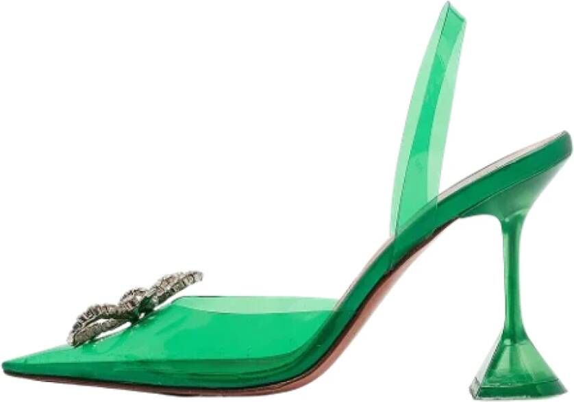 Amina Muaddi Pre-owned Fabric heels Green Dames