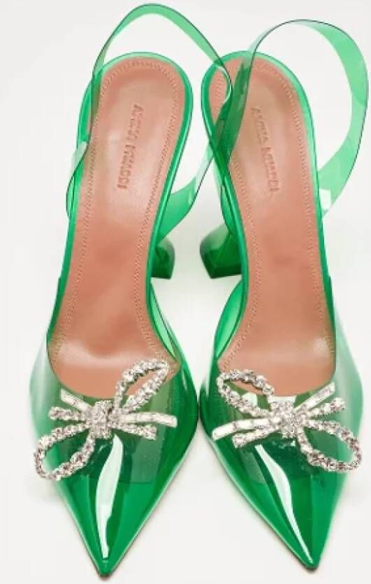 Amina Muaddi Pre-owned Fabric heels Green Dames