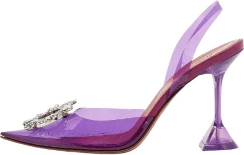 Amina Muaddi Pre-owned Fabric heels Purple Dames