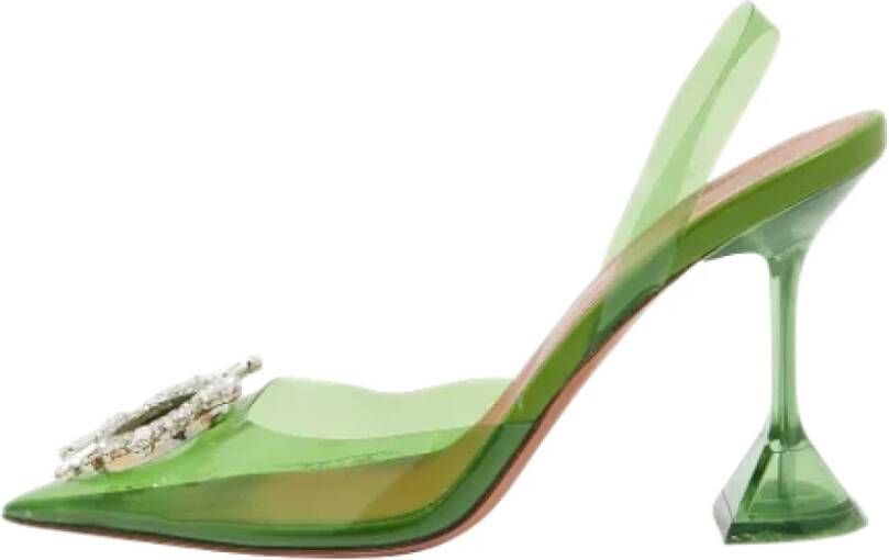 Amina Muaddi Pre-owned Fabric sandals Green Dames