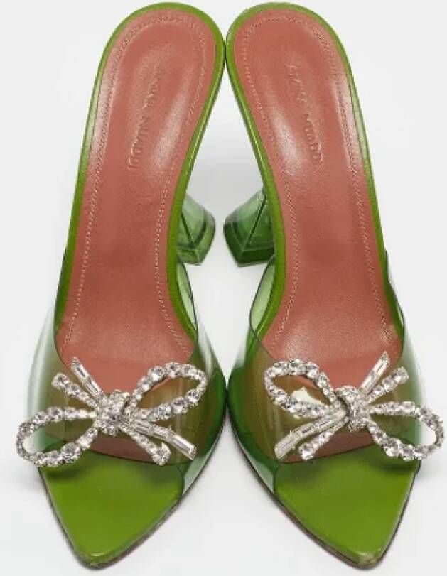 Amina Muaddi Pre-owned Fabric sandals Green Dames