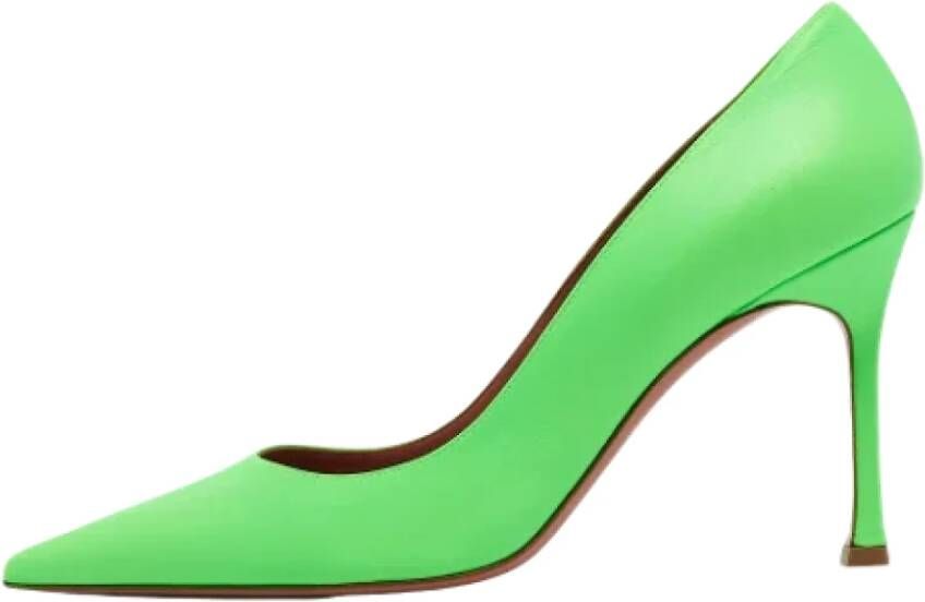 Amina Muaddi Pre-owned Leather heels Green Dames