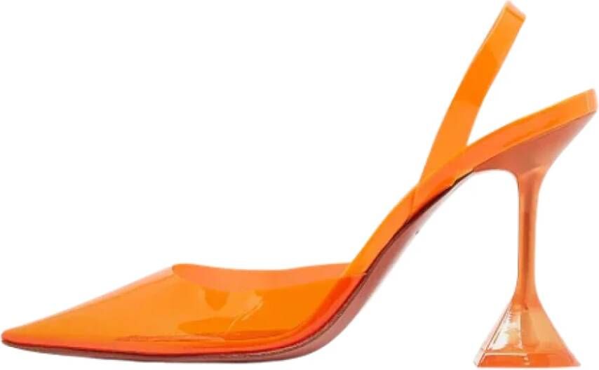 Amina Muaddi Pre-owned Leather heels Orange Dames