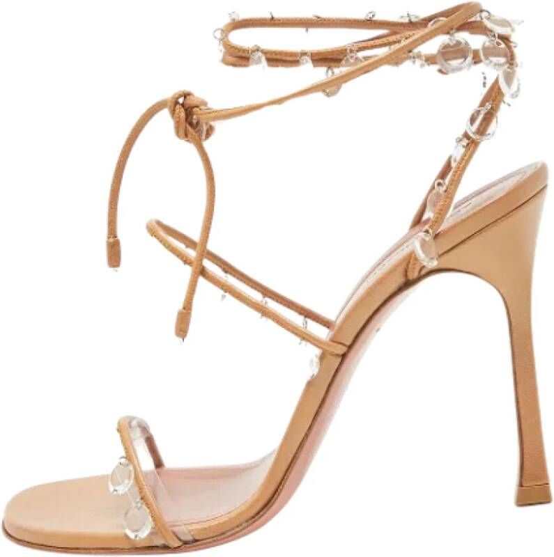 Amina Muaddi Pre-owned Leather sandals Beige Dames