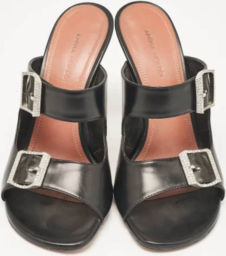 Amina Muaddi Pre-owned Leather sandals Black Dames