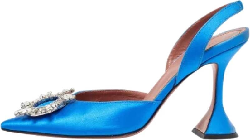 Amina Muaddi Pre-owned Satin heels Blue Dames