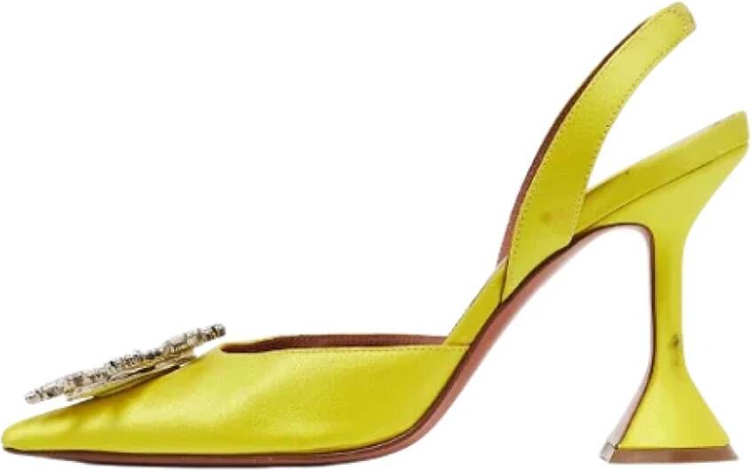 Amina Muaddi Pre-owned Satin heels Yellow Dames