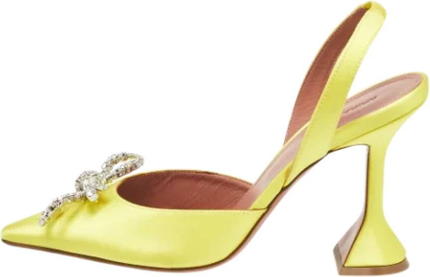 Amina Muaddi Pre-owned Satin heels Yellow Dames