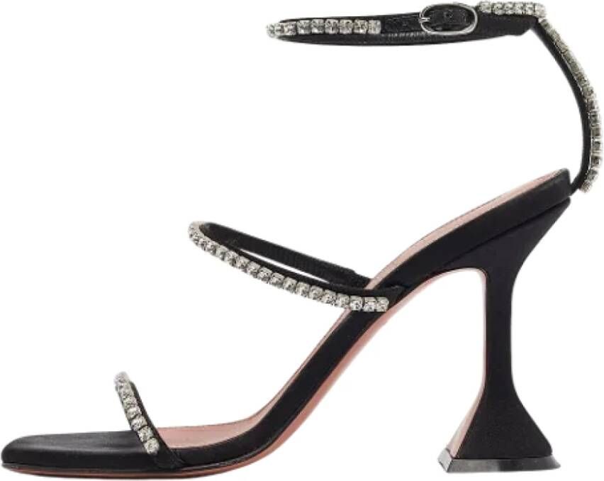 Amina Muaddi Pre-owned Satin sandals Black Dames