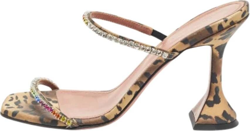 Amina Muaddi Pre-owned Satin sandals Brown Dames