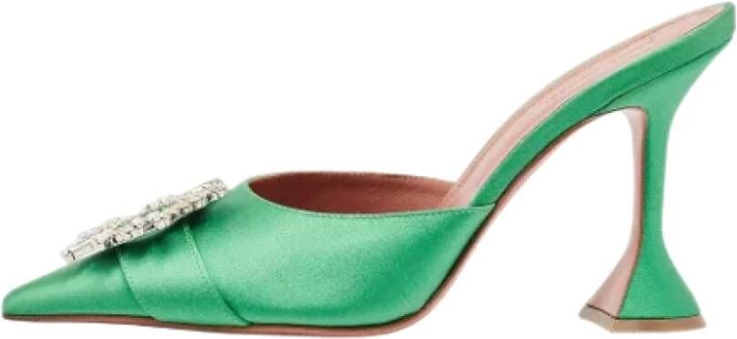 Amina Muaddi Pre-owned Satin sandals Green Dames