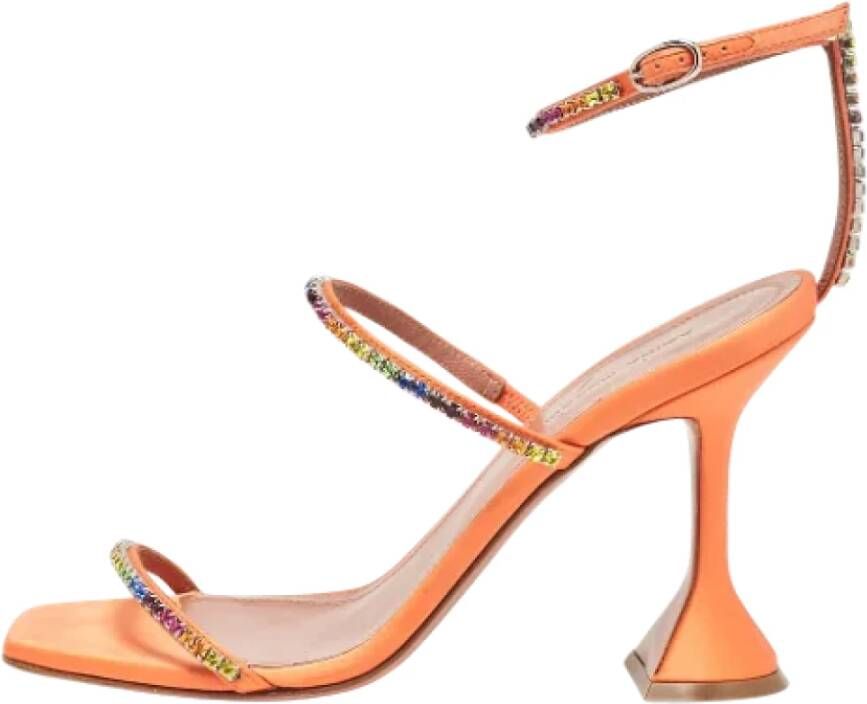 Amina Muaddi Pre-owned Satin sandals Orange Dames