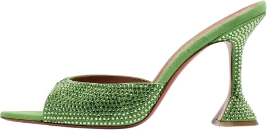 Amina Muaddi Pre-owned Suede sandals Green Dames