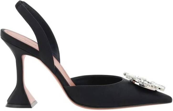 Amina Muaddi Slingback Pumps met Geometrische Hak en Strass Versiering Black Dames