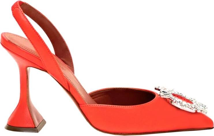 Amina Muaddi Tangerine Slingback Pumps Red Dames