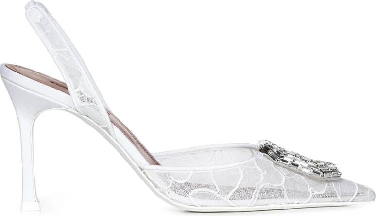 Amina Muaddi Witte Pumps voor Vrouwen Elegante Stijl Gray Dames