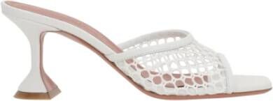 Amina Muaddi Witte Raffia Sandalen met Vierkante Neus White Dames