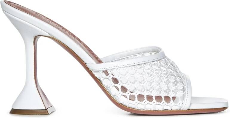 Amina Muaddi Witte Raffia Sandalen met Zandloper Hak White Dames