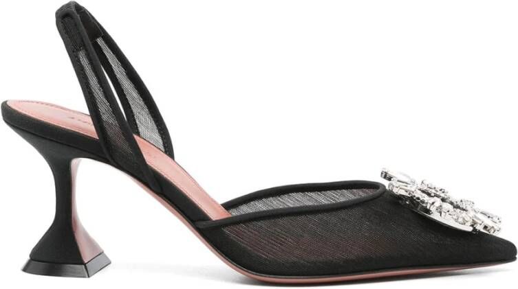 Amina Muaddi Zwart Wit Slingback Pumps Black Dames