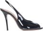 Amina Muaddi Elegante Stiletto Sandalen met Satijnen Afwerking Black Dames - Thumbnail 1