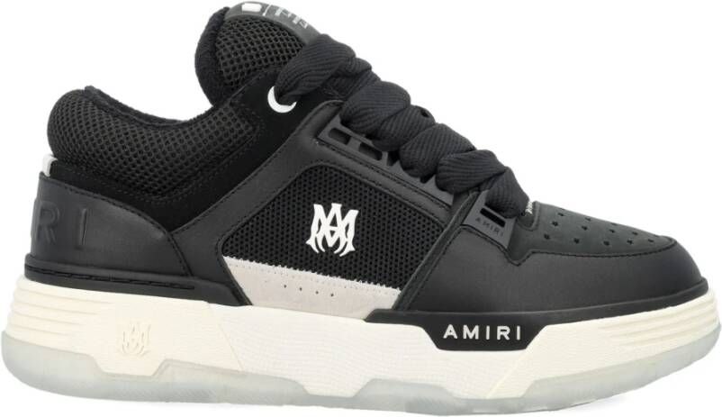 Amiri Zwarte Leren Sneakers Ronde Neus Black Heren