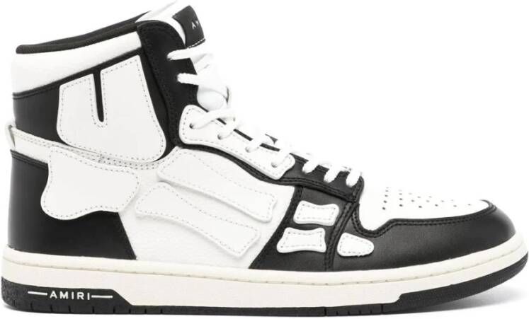 Amiri Leren Skeleton Sneakers Zwart Heren