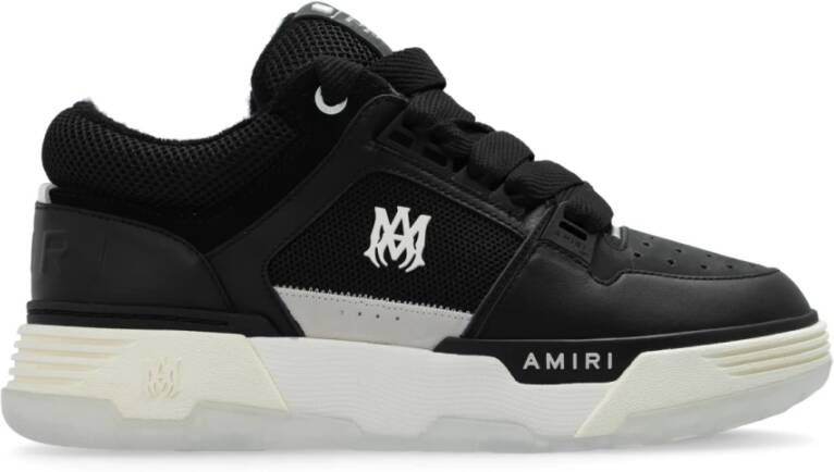 Amiri Zwarte Leren Sneakers Ronde Neus Black Heren