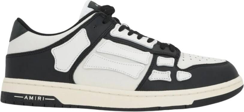 Amiri Zwarte Leren Sneakers Skelet Rubberen Zool Black Heren