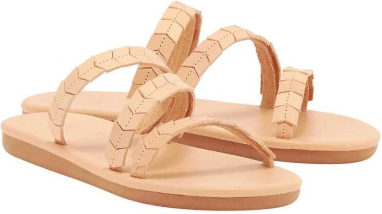 Ancient Greek Sandals Handgemaakte Iliana Platte Sandalen Beige Dames