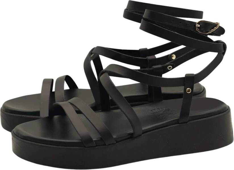 Ancient Greek Sandals Handgemaakte Zwarte Vachetta Plateau Sandalen Black Dames