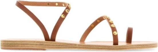 Ancient Greek Sandals Karamel leren teenslippers Brown Dames