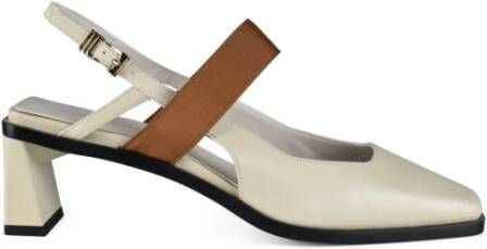 Anest Collective Witte en bruine leren sandalen White Dames