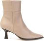 Angel Alarcon Elegante Leren Enkellaars met Hak Beige Dames - Thumbnail 1