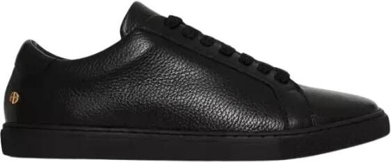 Anine Bing Zwarte leren sneakers Ronde neus Klassieke vetersluiting Black Dames