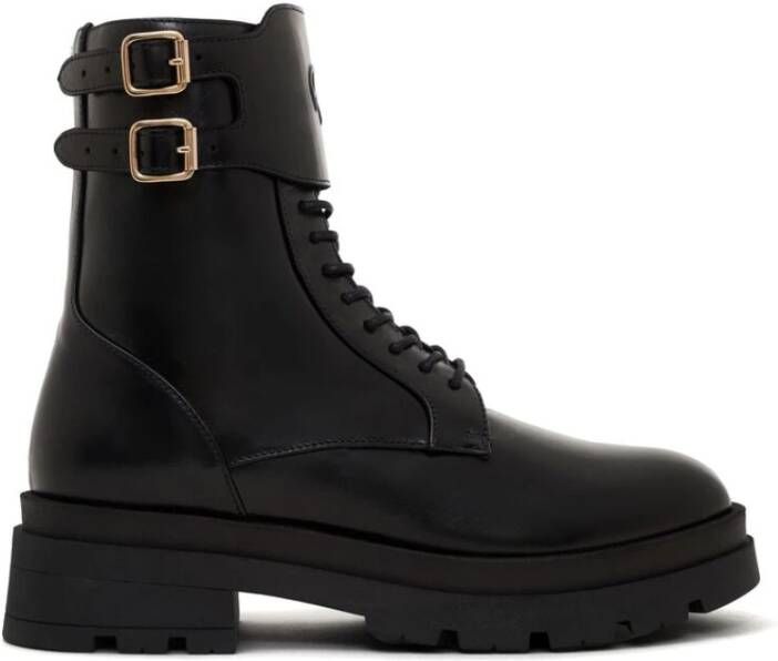 Anine Bing Zwarte Leren Veterschoenen Black Dames