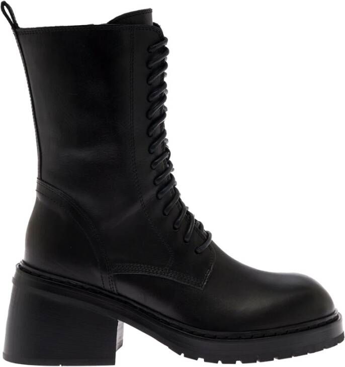 Ann Demeulemeester Leren veterschoenen Black Dames