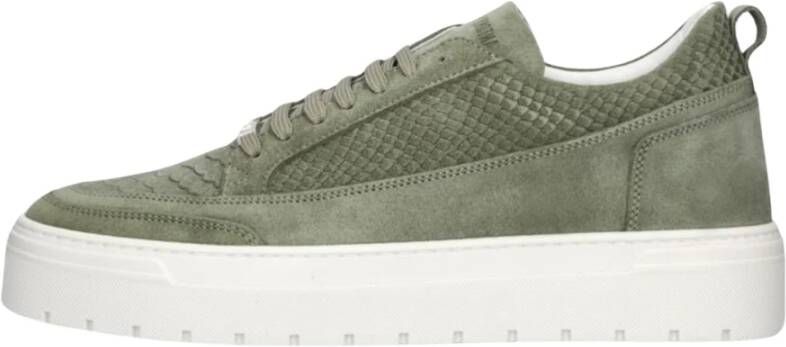 Antony Morato Groene Suède Lage Sneakers Mmfw01664 Green Heren