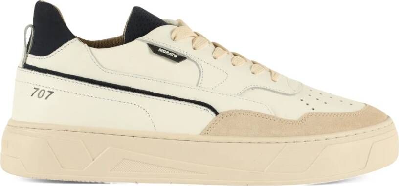 Antony Morato Leren Lace Sneakers met Ingedrukt Logo White Heren