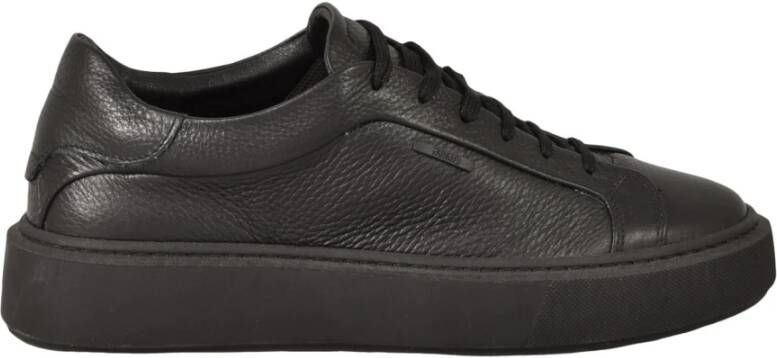 Antony Morato Leren Sneakers met Rubberen Zool Black Heren