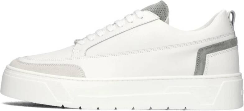 Antony Morato Witte Leren Sneakers met Groene Suède Panelen White Heren