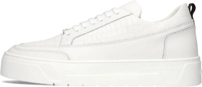 Antony Morato Witte Leren Sneakers met Krokodillenprint White Heren