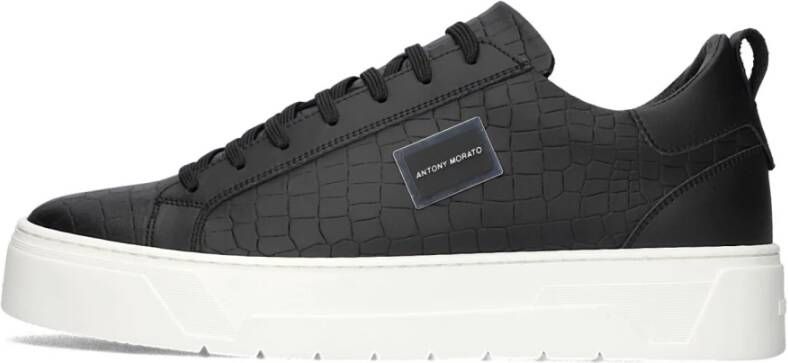 Antony Morato Zwarte Leren Bold Sneakers Black Heren