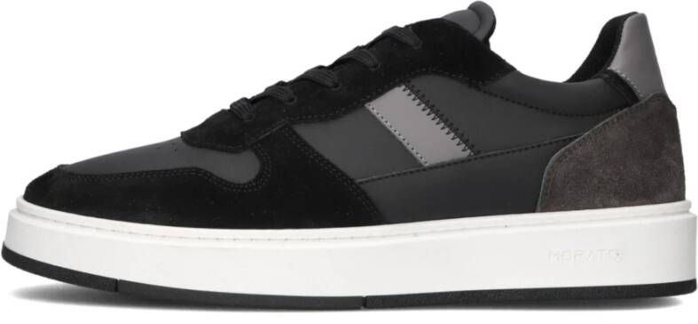 Antony Morato Zwarte Leren Lage Sneakers Black Heren