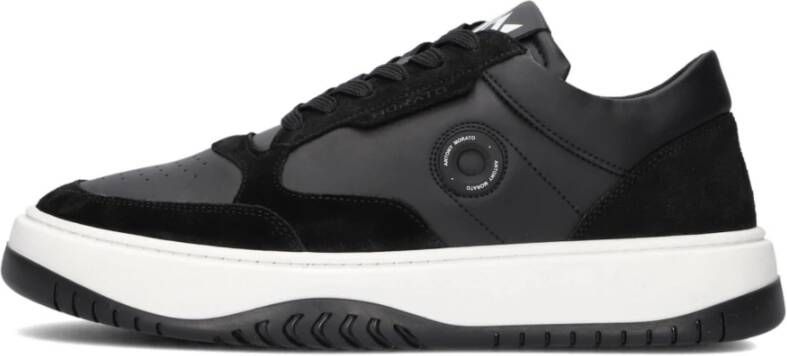 Antony Morato Zwarte Leren Lage Sneakers Black Heren