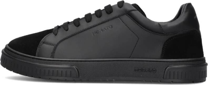 Antony Morato Zwarte Leren Lage Sneakers Black Heren