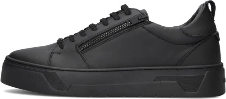 Antony Morato Zwarte Leren Lage Sneakers Black Heren