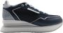 Apepazza Navy Silver Sneakers Mid-High Style Black Dames - Thumbnail 1