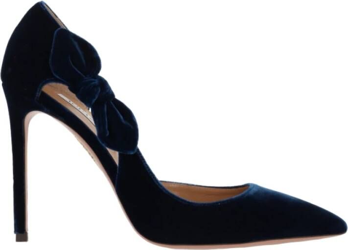 Aquazzura Blauwe Velvet Puntige Neus Stiletto Pomp Blue Dames