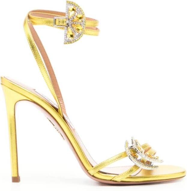 Aquazzura Citroen Sandalen met Kristallen Yellow Dames