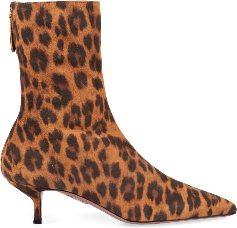 Aquazzura Dierenprint Leren Enkellaarzen Brown Dames